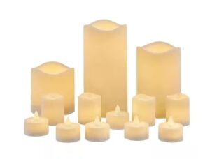 Lot of (2) Hampton Bay Outdoor Resin Tealights, Votives, and LED Candle Set, 13 pc