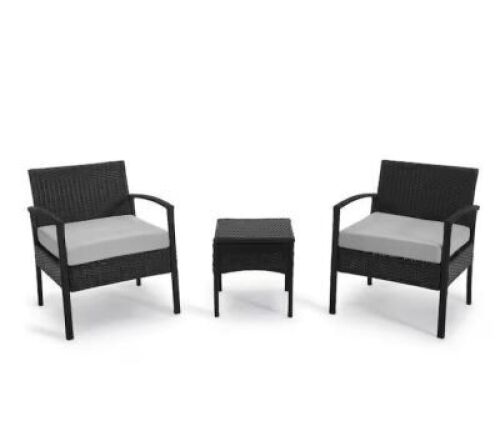 3-Piece Wicker Patio Conversation Set with Tan Cushions - Blemish&nbsp;