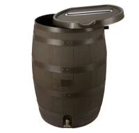 55 Gal. Barrel Premium Flat Back Rain with Removable Lid, Walnut Color&nbsp;