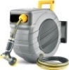 Retractable Garden Hose Reel 5/8 in x 100 ft Upgraded UV Resistant Heavy Duty Automatic Hose Reel Wall Mount 3/4 in Brass Fitting 9 Pattern Nozzle Any Length Lock Slow Retraction 180&deg; Swivel