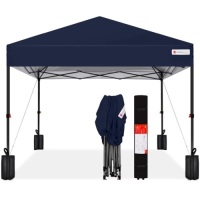 One-Person Setup Instant Pop Up Canopy w/ Case, 4 Weight Bags - 8x8ftNavy Blue