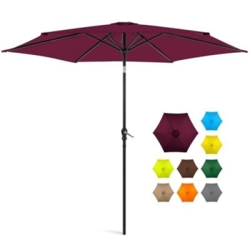 10ft Outdoor Steel Market Patio Umbrella Decoration w/ Tilt, Crank Lift - Appears New&nbsp;