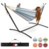 2-Person Brazilian-Style Double Hammock w/ Carrying Bag and Steel Stand. Appears New
