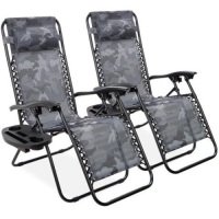 Adjustable Zero Gravity Patio Chair Recliners w/ Cup Holders, Set of 2 - Appears New&nbsp;