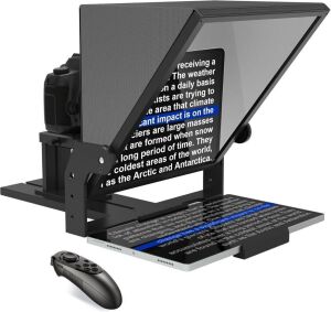  ILOKNZI Aluminum Alloy 16 Inch Teleprompter with Remote Control and Free Teleprompter APP Compatible with iOS/Android, 16" 