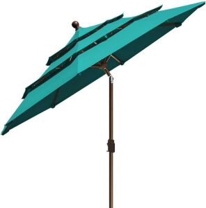  EliteShade 9Ft 3 Tier Market Patio Umbrella with Ventilation, Teal 