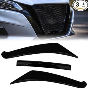 3pcs Glossy Black U Shape Front Grill Frame Cover Trim Fit For Nissan Sentra 2020-2021