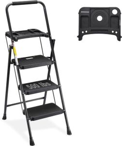 HBTower 3 Step Ladder with Tool Tray