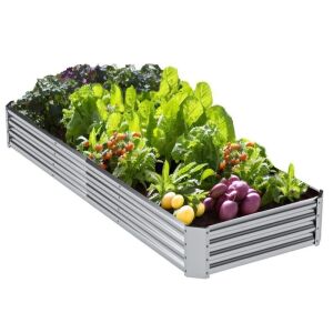 Jebosam 12x4x1ft Galvanized Metal Raised Garden Bed 