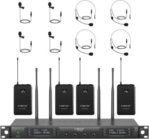 Phenyx Pro 4 Channel Wireless Microphone System w/ Bodypacks and Headsets/Lapel Mics