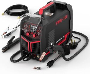 YESWELDER Gas Gasless 160A Multiprocess MIG Welder, Flux Cored/MIG/Lift TIG/Stick ARC Welder, Synergic Control 110V/220V Dual Voltage 