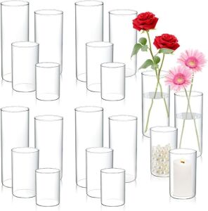 Cylinder Glass Vases, 4, 6, 8, 10 Inches in Height, 20 pc