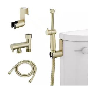 Non-Electric Handheld Brass Bidet Sprayer for Toilet in Brushed Gold 