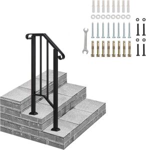 Black Wrought Iron Handrail Fits 1 Step