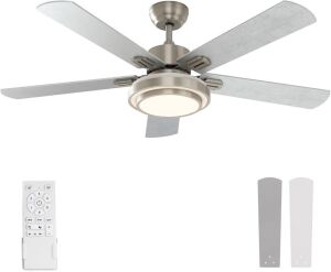 Ceiling Fan with Lights Remote Control, 52 Inch, Brushed Nickel