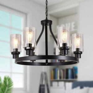 6-Light Farmhouse Wagon Wheel Chandelier