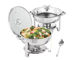 4 qt. Chafing Dish Buffet Set Stainless Steel with 2 Full Size Pans