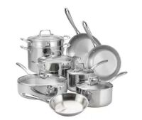 Tramontia 14 Piece Tri-Ply Clad Stainless Steel Cookware Set with Glass Lids&nbsp;