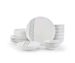 Preslie 18 Piece White Dinnerware Set, Service for 6  