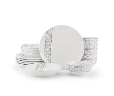Preslie 18 Piece White Dinnerware Set, Service for 6  