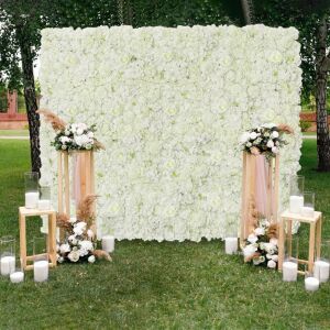 White Artificial Flower Wall Backdrop Panels 