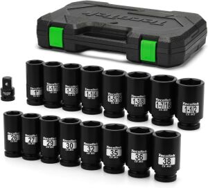 TecoTek 3/4" Drive Deep 6-Point Impact Socket Set, 17-Piece 