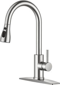 FORIOUS Brushed Nickel Kitchen Faucet with Pull Down Sprayer