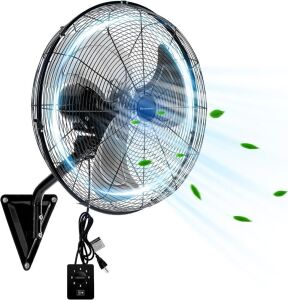 Bestronair Wall Mount Oscillating Heavy Duty Metal 3 Speed Fan, 20 Inch