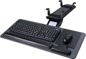 Adjustable Underdesk Keyboard & Mouse Tray with Ergonomic Wrist Rest Pad, 26.77" x 11.42" 