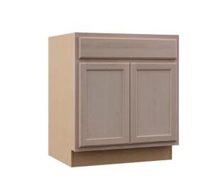 Hampton Bay 30 in. W x 24 in. D x 34.5 in. H Assembled Sink Base Kitchen Cabinet in Unfinished with Recessed Panel