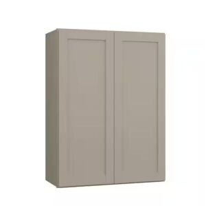 Hampton Bay Courtland 27 in. W x 12 in. D x 36 in. H Assembled Shaker Wall Kitchen Cabinet in Sterling Gray 