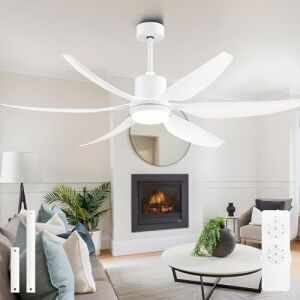 Mid-Century 66" Large Ceiling Fan with Light & Remote Control