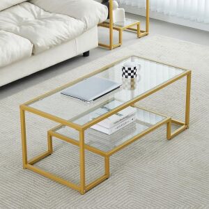 Golden Metal Glass Coffee Table