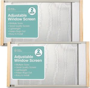 Home Intuition Horizontal Adjustable Window Screen 25-45 inches Wide x 24 inch High, 2-Pack