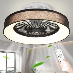 DLLT Modern Flush Mount Ceiling Fan with Lights 18.5"