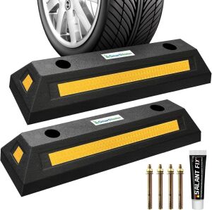 18" Heavy Duty Rubber Wheel Stopper, 33,000 LB Capacity, 2 Pack 