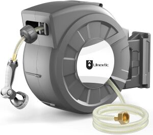 Ulnextic Retractable Garden Hose Reel, 1/2 in x 100 ft,  Wall Mounted 180° Swivel Bracket