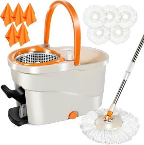 MASTERTOP Spin Mop and Bucket with Wringer Set