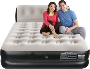 EKEPE Queen Air Mattress with Built in Pump and Integrated Headboard