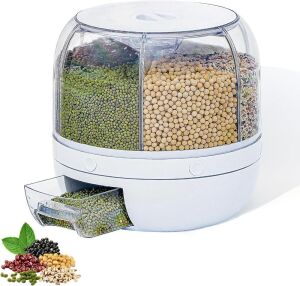 EXTFANS 360° Rotating 6 Grid Food Storage Container with Lid