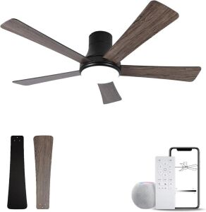  52 Inch Ceiling Fan with Light, 5 Reversible Blades, Dimmable, Reversible Motor, 3-Colors Temperatures, 6 Speeds