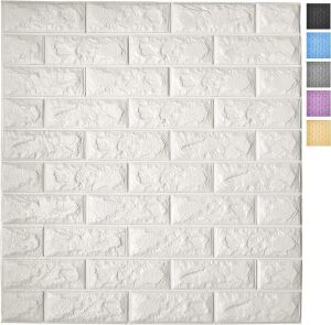 Art3d 11-Pack 64 Sq.Ft Peel and Stick 3D Wall Panels, White Brick 