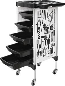 Multifunction 5 Drawer Hair Stylist Salon Station Rolling Cart 