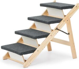 MEWANG Foldable 4 Levels Pet Stairs & Ramp, up to 110lb 