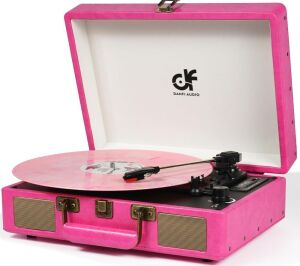  Pink Suitcase Record Player with Bluetooth 