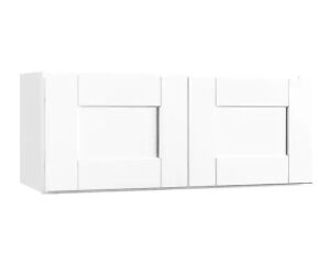 Hampton Bay Shaker 30 in. W x 12 in. D x 12 in. H Assembled Wall Bridge Kitchen Cabinet in Satin White 