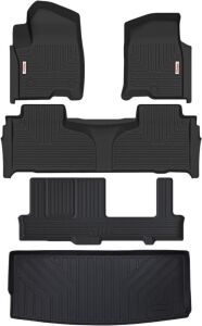 Tesson Floor Mats 3 Row Liners for 8 Seats 2021-2024 Chevy Chevrolet Tahoe/GMC Yukon with 2nd Row Bench Seats