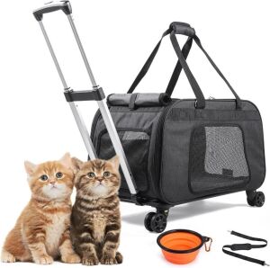 Jolipetty Large Rolling Pet Carrier for up to 32lbs