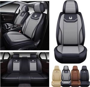 OASIS AUTO Faux Leather Car Seat Covers Full Set 