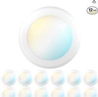 12 Pack 5/6 Inch LED Disk Lights, Flush Mount Disc Recessed Ceiling Can Lighting, 1050 LM, Selectable CCT&nbsp;